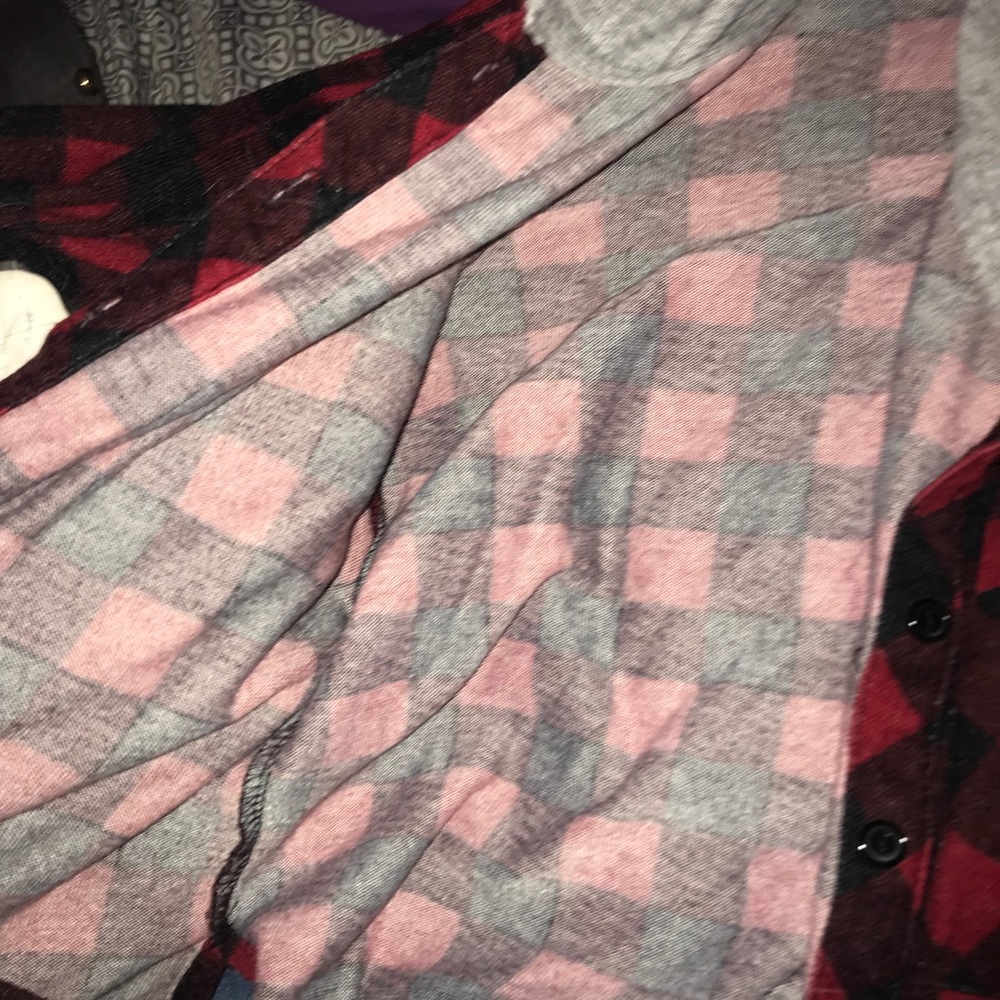 Red and black Flannel with permanent hoody